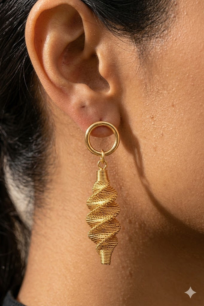 "The Golden Vortex" – Anti-Tarnish, Long-Lasting Hand-Wrapped Wire Drop Earrings | Waterproof & Hypoallergenic Jewelry