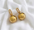The Gilded Sphere" – Anti-Tarnish, Long-Lasting 18K Gold Plated Ball & U-Link Drop Earring | Waterproof & Hypoallergenic