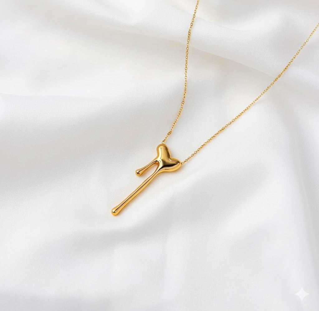 Ember Drip": Long-Lasting 18k Gold PVD Coated Abstract Drip Necklace – Hypoallergenic