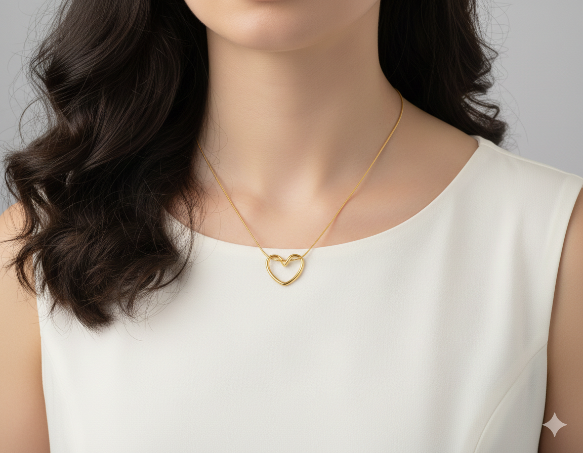 Open Heart Anti-Tarnish Pendant 18k Gold Plated Waterproof & Long Lasting