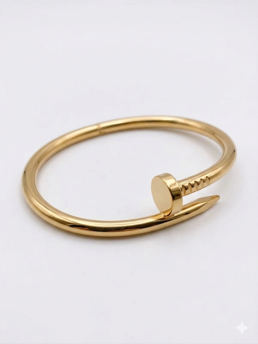 18K Gold Plated Iconic Nail Braclet | Anti-Tarnish & Waterproof | Long Lasting Hypoallergenic Industrial Chic Bracelet