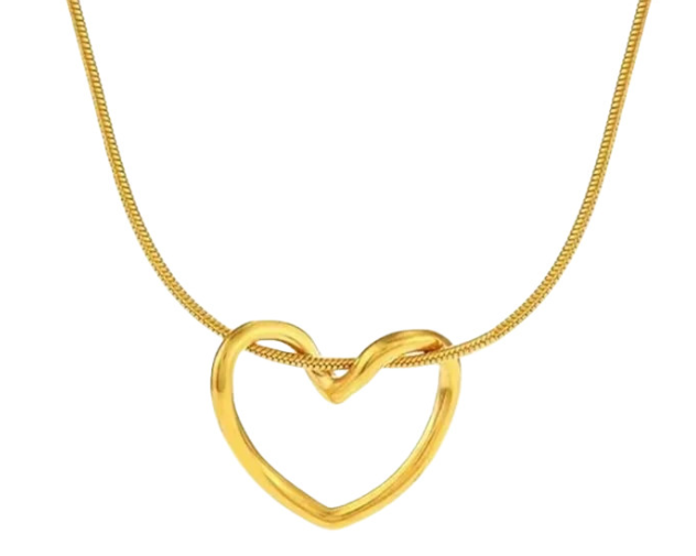 Open Heart Anti-Tarnish Pendant 18k Gold Plated Waterproof & Long Lasting