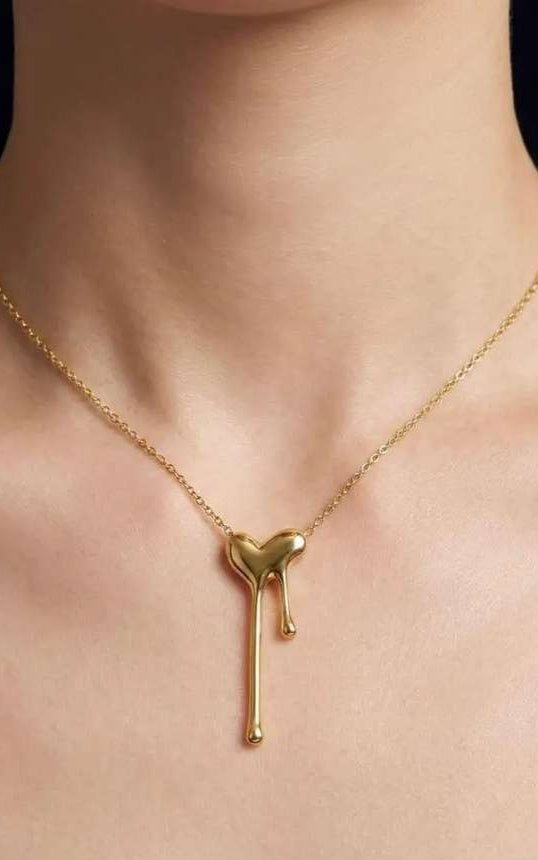 Ember Drip": Long-Lasting 18k Gold PVD Coated Abstract Drip Necklace – Hypoallergenic