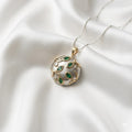 "Elysian Leaf" Two-Tone Silver & Gold Emerald Branch Pendant Necklace (Anti-Tarnish & Waterproof)