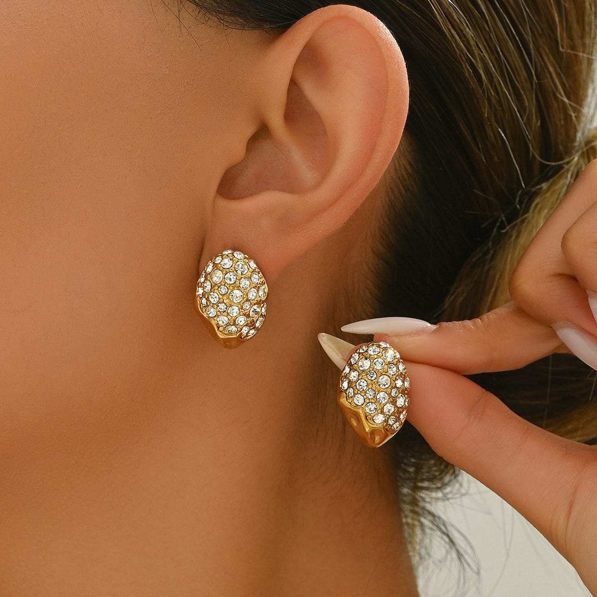 "The Solstice Pave" - Anti-Tarnish, Long-Lasting 18k Gold Vermeil Studs | Waterproof & Hypoallergenic Earrings