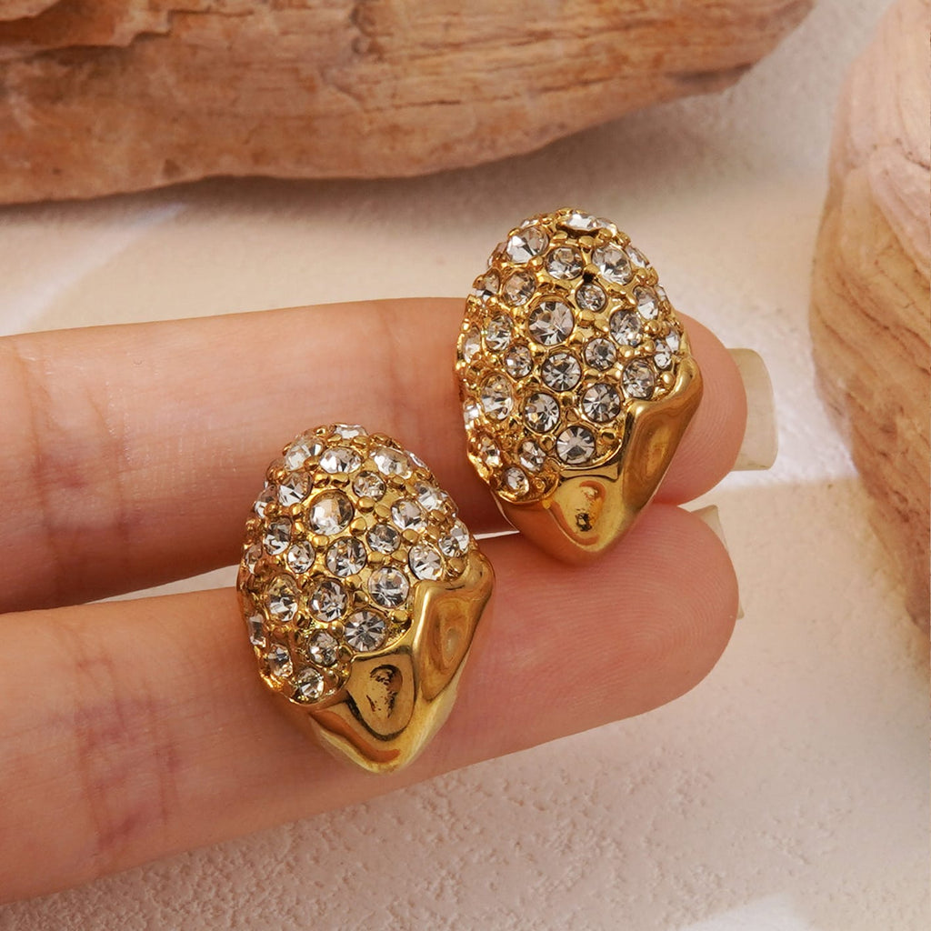 "The Solstice Pave" - Anti-Tarnish, Long-Lasting 18k Gold Vermeil Studs | Waterproof & Hypoallergenic Earrings