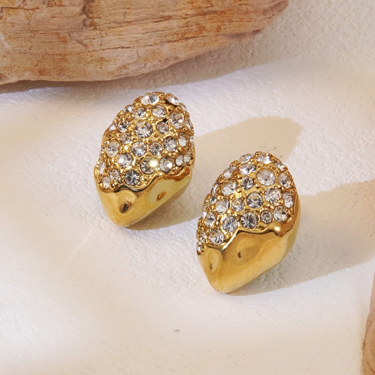 "The Solstice Pave" - Anti-Tarnish, Long-Lasting 18k Gold Vermeil Studs | Waterproof & Hypoallergenic Earrings