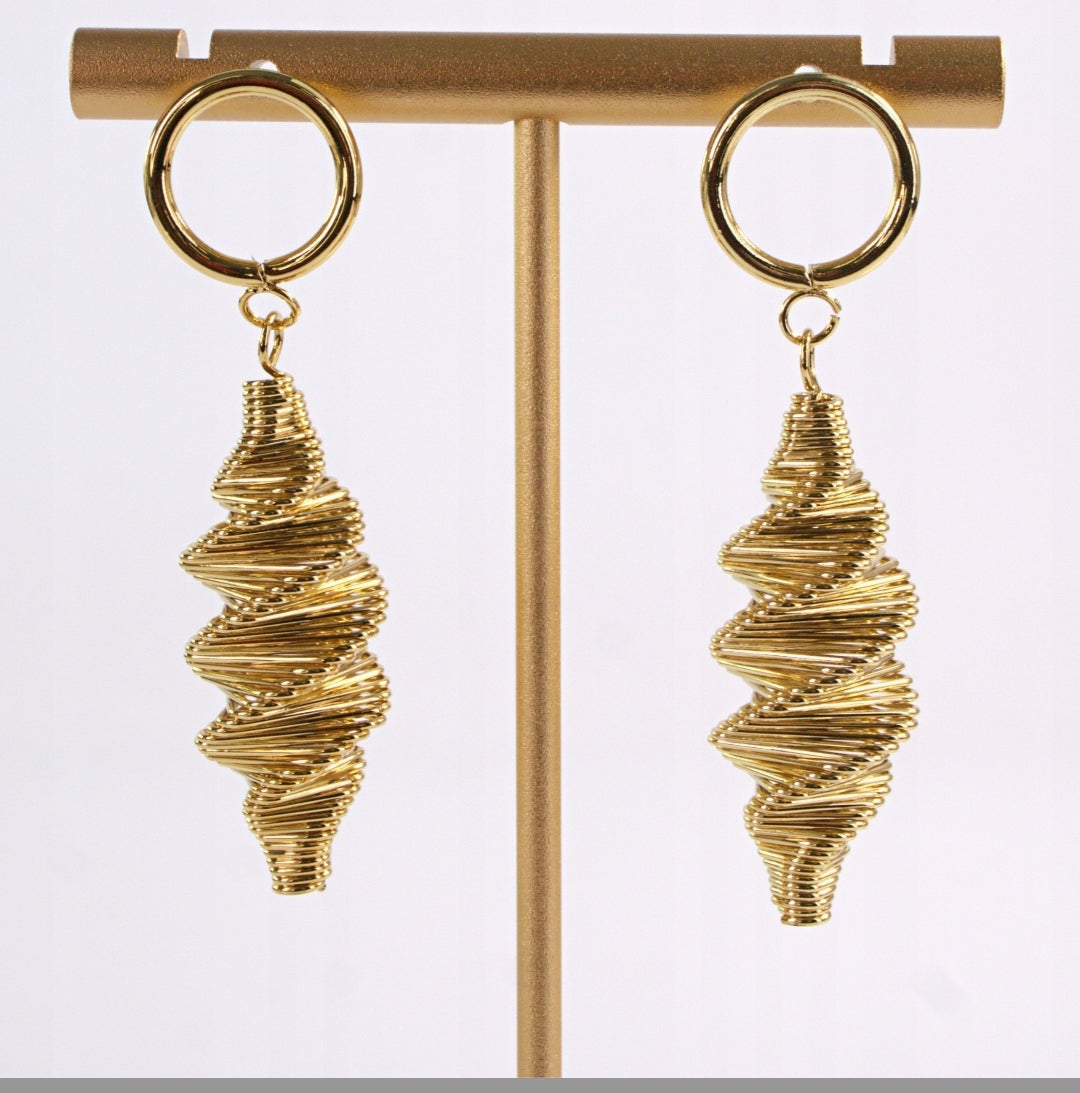"The Golden Vortex" – Anti-Tarnish, Long-Lasting Hand-Wrapped Wire Drop Earrings | Waterproof & Hypoallergenic Jewelry