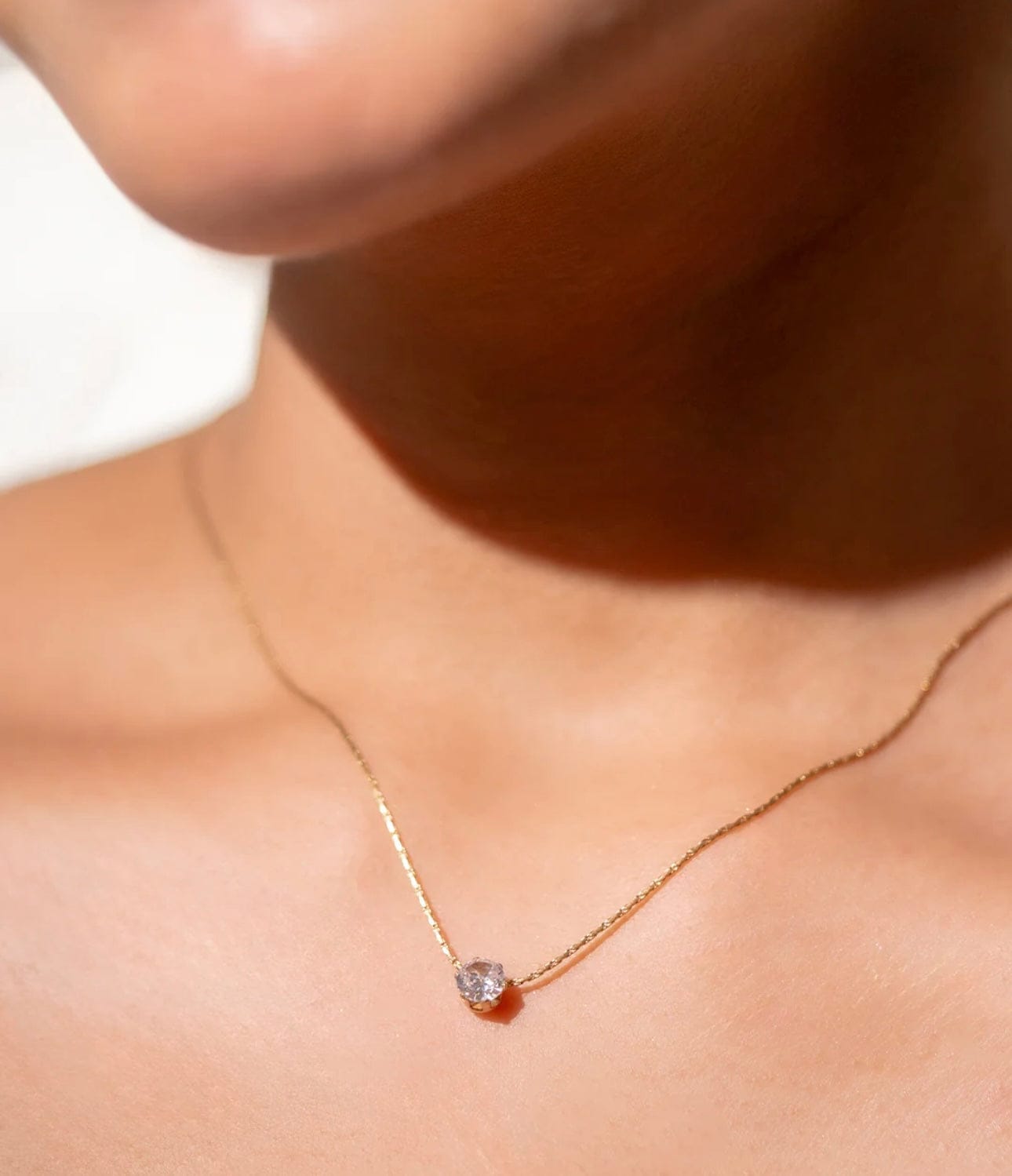 18K Gold Plated Solitaire Zircon Pendant | Anti-Tarnish & Waterproof | Long Lasting Hypoallergenic Minimalist Necklace