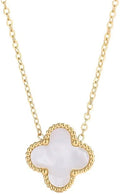 18K Gold Plated Mother of Pearl Clover Pendant | Anti-Tarnish & Waterproof | Long Lasting Hypoallergenic Lucky Charm Necklace