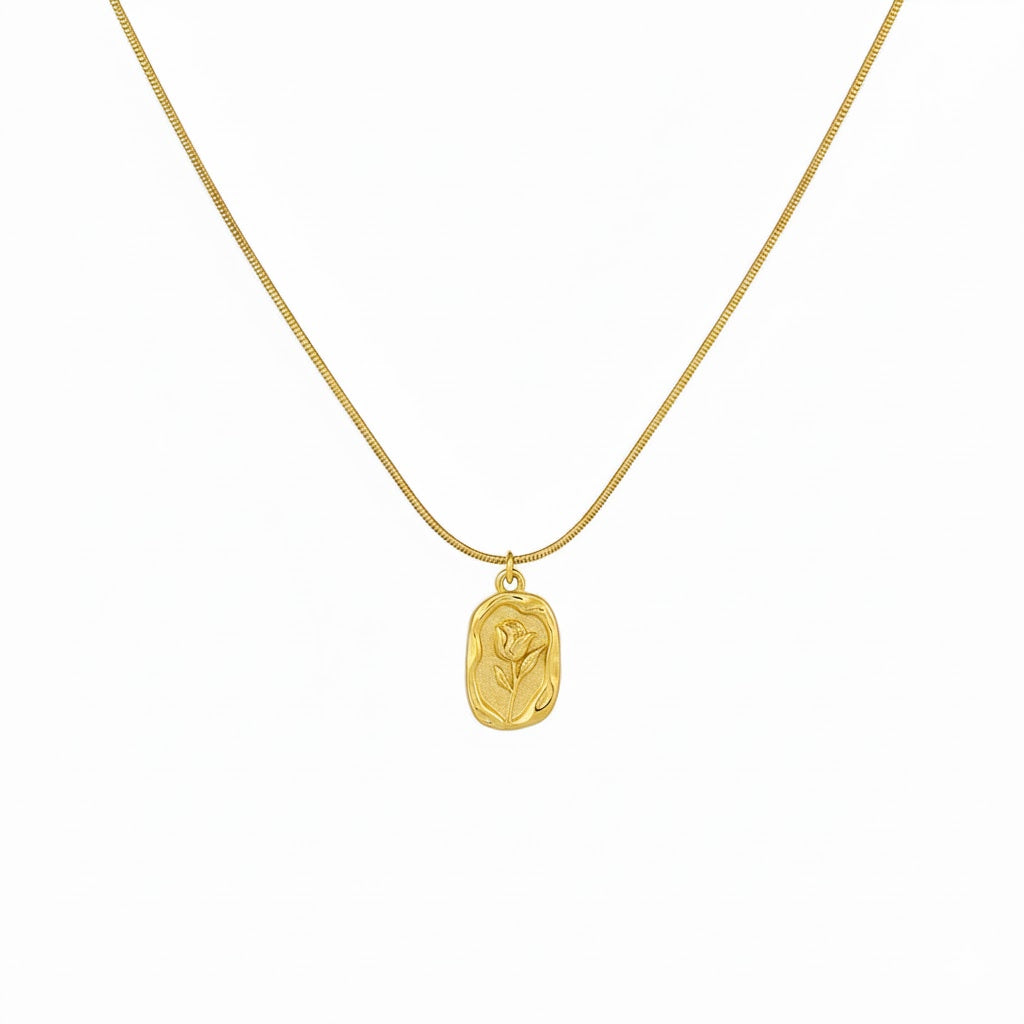 The 'Eternal Bloom' Rose Medallion Necklace — 18K Gold Plated
